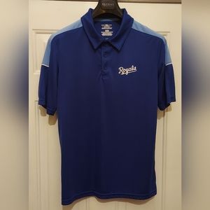 MLB MERCHANDISE KANSAS CITY ROYALS MEN'S BLUE POLYESTER POLO GOLF SHIRT SIZE L